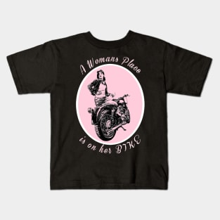 Woman Motorcyclist Design Kids T-Shirt